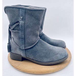 Abeo Boots Womens 8.5 Gray Suede Fleece Lined Ankle Tasseled Boho